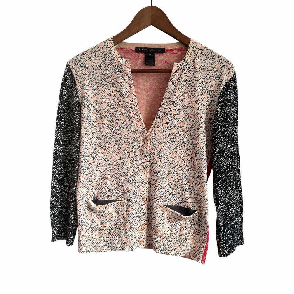 Marc by Marc Jacobs Punch Pink Multi Cotton Cardigan Women’s Size XS